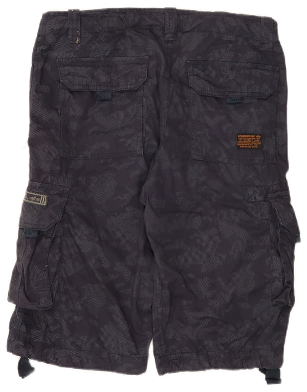 Alpha Industries Mens Cargo Shorts W31 Medium Navy Blue Camouflage Cotton