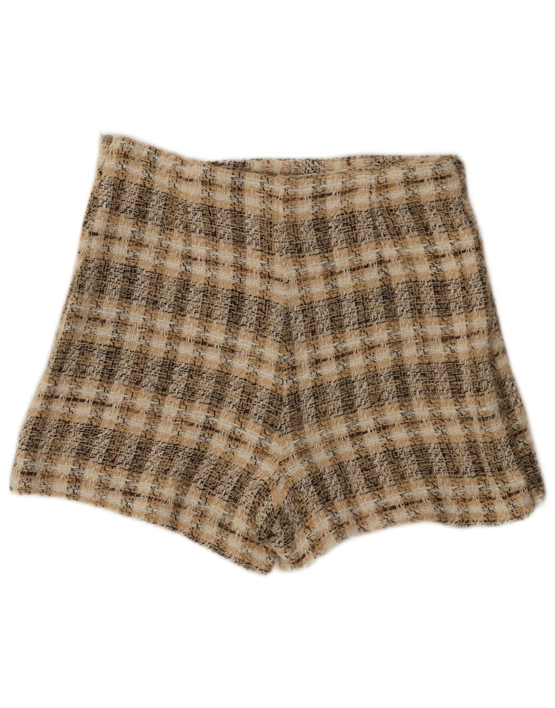 Zara Womens Casual Shorts Medium W28 Brown Check Polyester