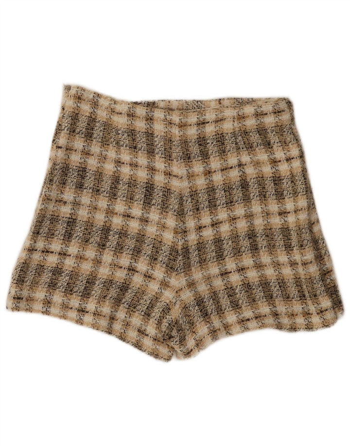 Zara Womens Casual Shorts Medium W28 Brown Check Polyester