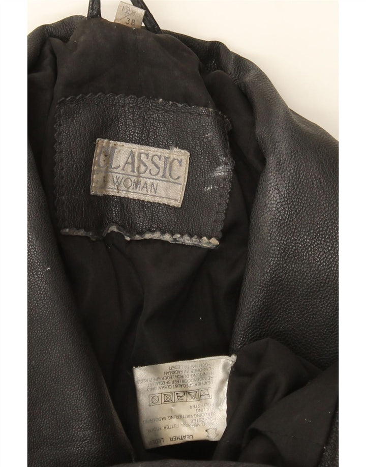 CLASSIC Womens Leather Coat UK 12 Medium Black Leather Vintage CLASSIC and Second-Hand CLASSIC from Messina Hembry 
