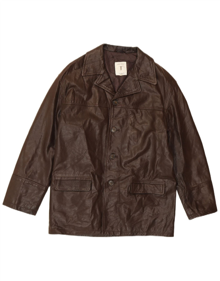 CONBIPEL Mens Leather Jacket IT 46 Small Brown Leather Classic