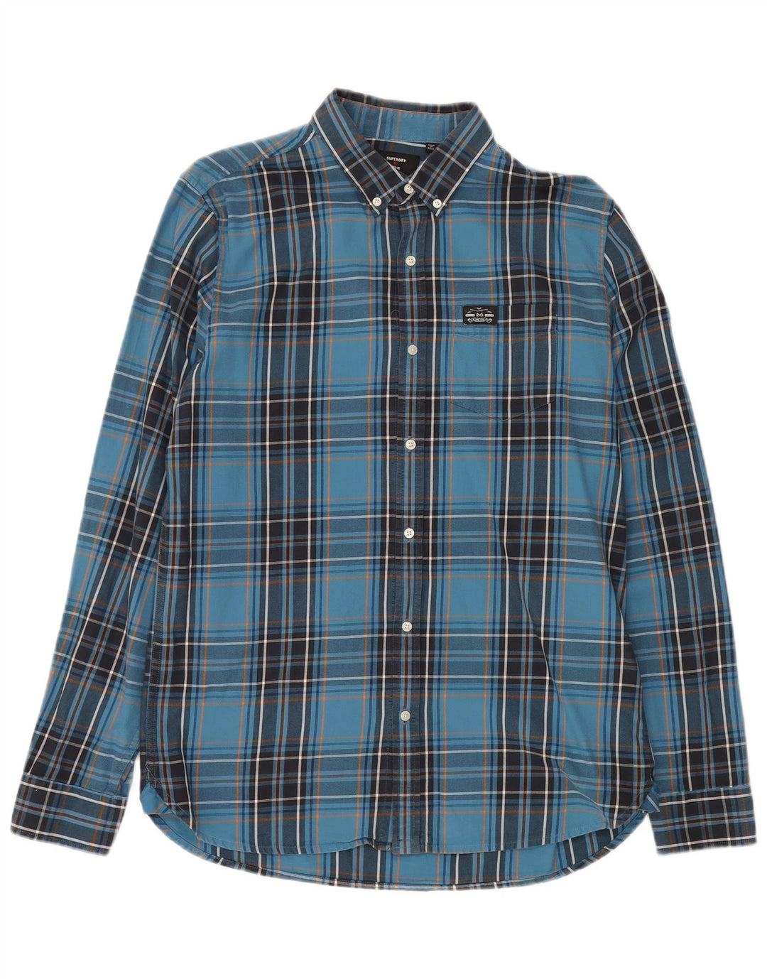Superdry Mens Checked  Shirt Large Blue Plaid Cotton