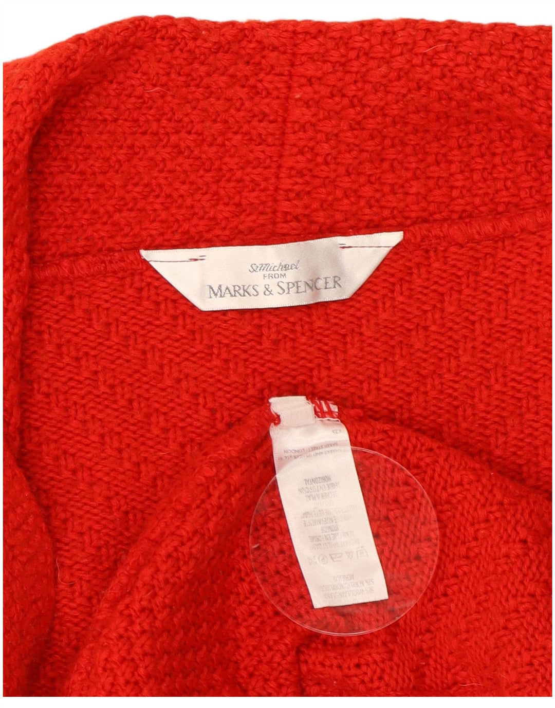 Marks & Spencer Womens Crop Open Cardigan Sweater UK 10 Small  Red Wool