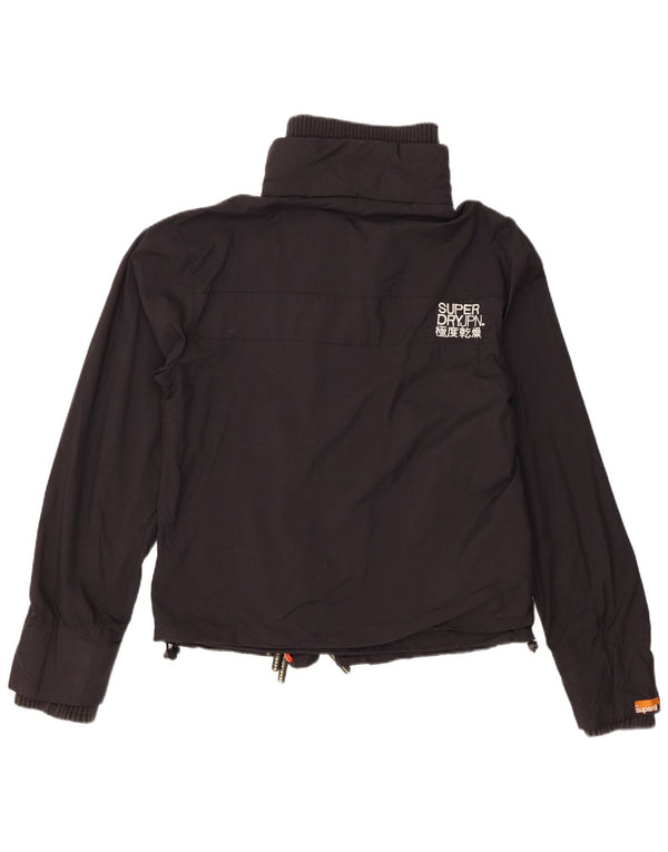 Superdry Womens Rain Jacket UK 14 Medium Black Nylon