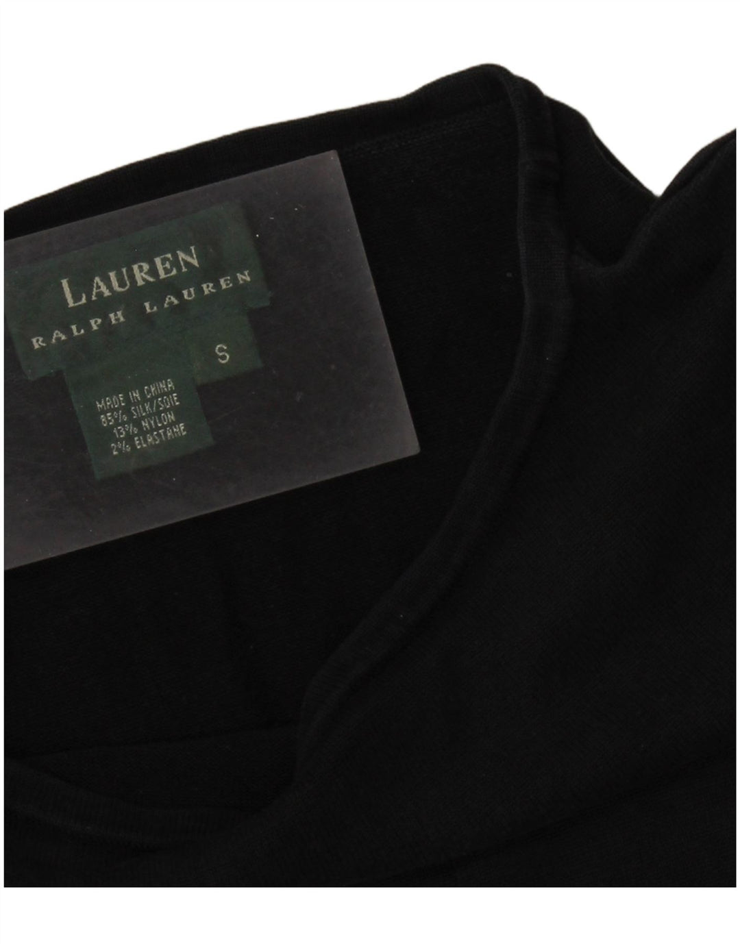 RALPH LAUREN Womens 3/4 Sleeve Blouse Top UK 10 Small Black Silk