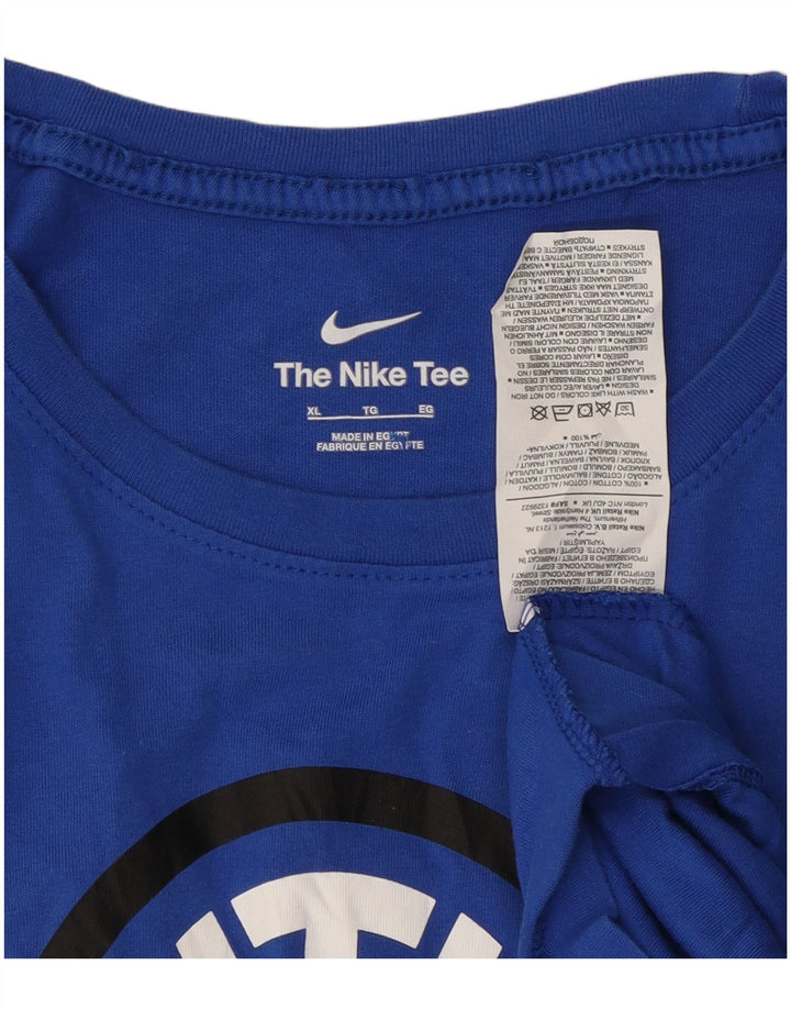 NIKE Mens Inter Milan Graphic T-Shirt Top XL Blue Cotton
