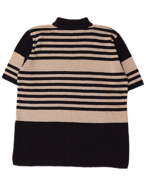 ST. BERNARD Womens Turtle Neck Jumper Sweater UK 14/16 Large Black Striped