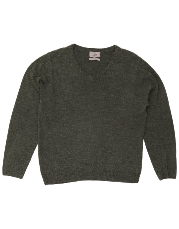 Marks & Spencer Mens V-Neck Jumper Sweater Large Green