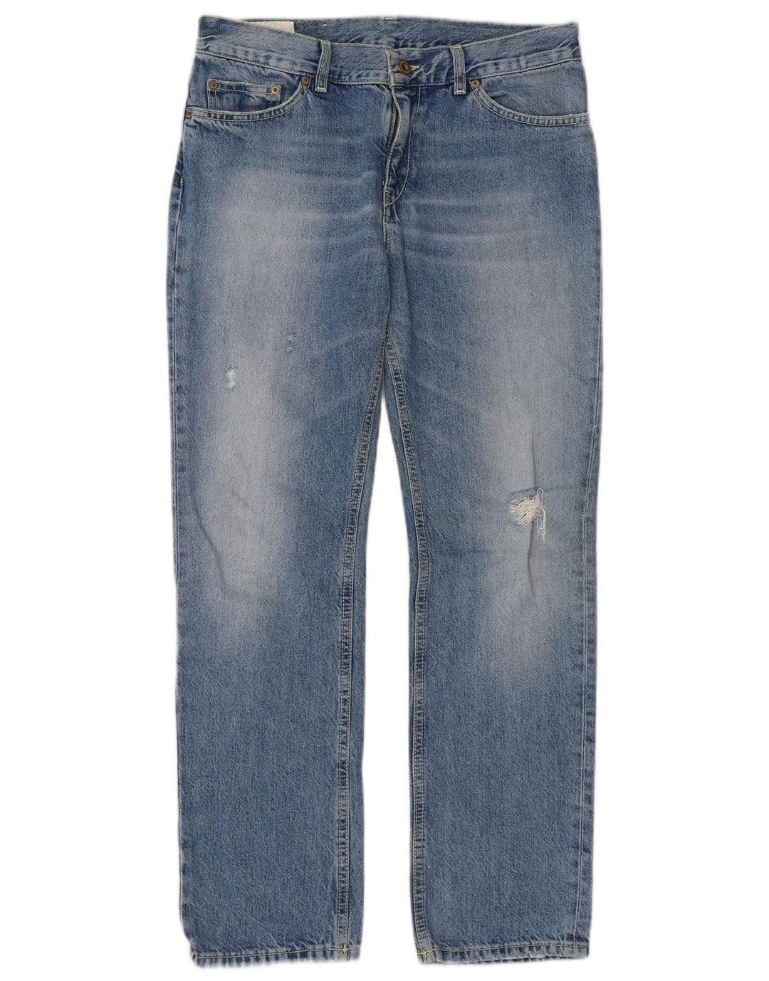 Dondup Womens Distressed Straight Jeans W27 L28 Blue Cotton