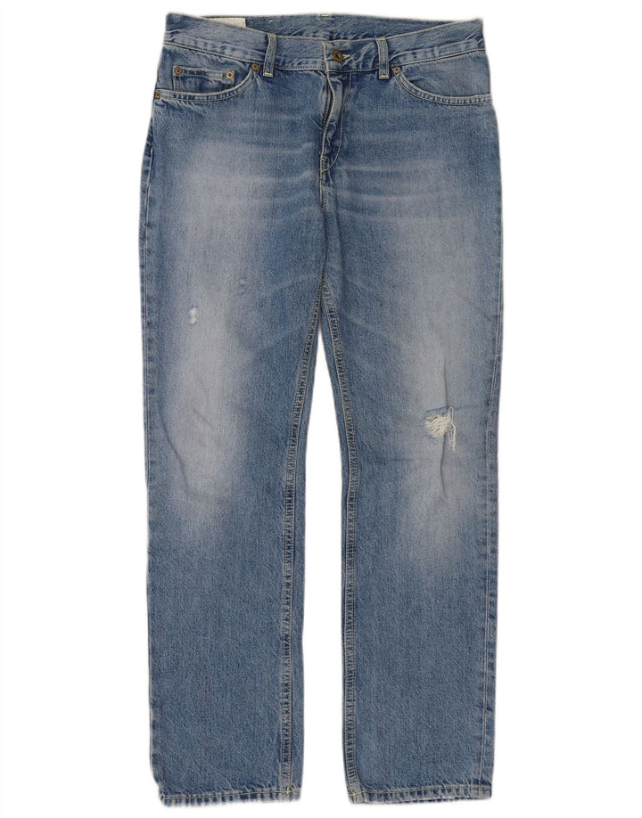 Dondup Womens Distressed Straight Jeans W27 L28 Blue Cotton