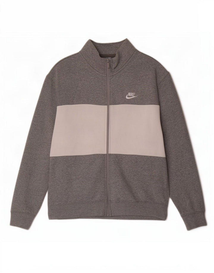 Nike Mens Tracksuit Top Jacket Medium Grey Colourblock Cotton