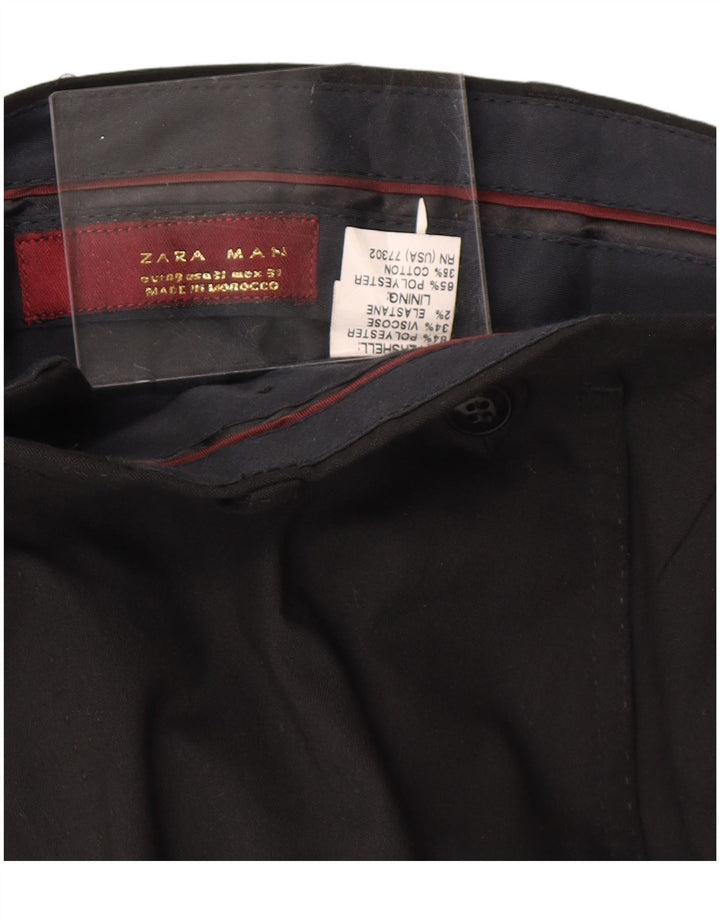 ZARA Mens Straight Suit Trousers EU 40 Medium W31 L32 Black Polyester