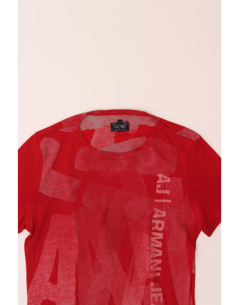 ARMANI Womens Graphic T-Shirt Dress UK 10 Small Red Cotton Vintage Armani and Second-Hand Armani from Messina Hembry 