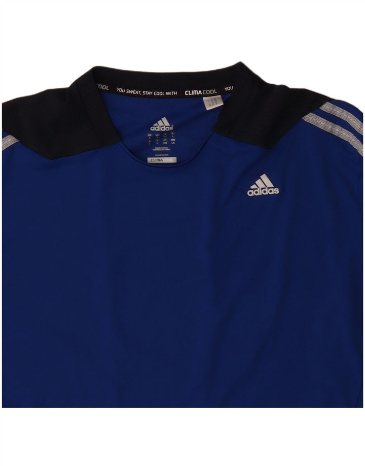 ADIDAS Mens Climacool T-Shirt Top Large Blue Colourblock Polyester