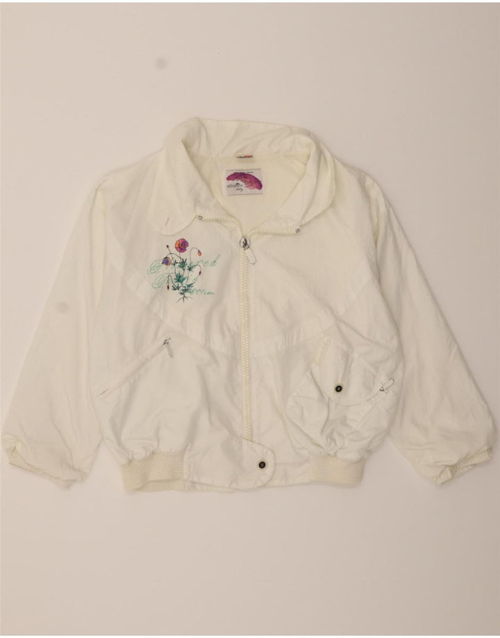 ELLESSE Womens Bomber Jacket UK 20 2XL Off White Floral Vintage Ellesse and Second-Hand Ellesse from Messina Hembry 