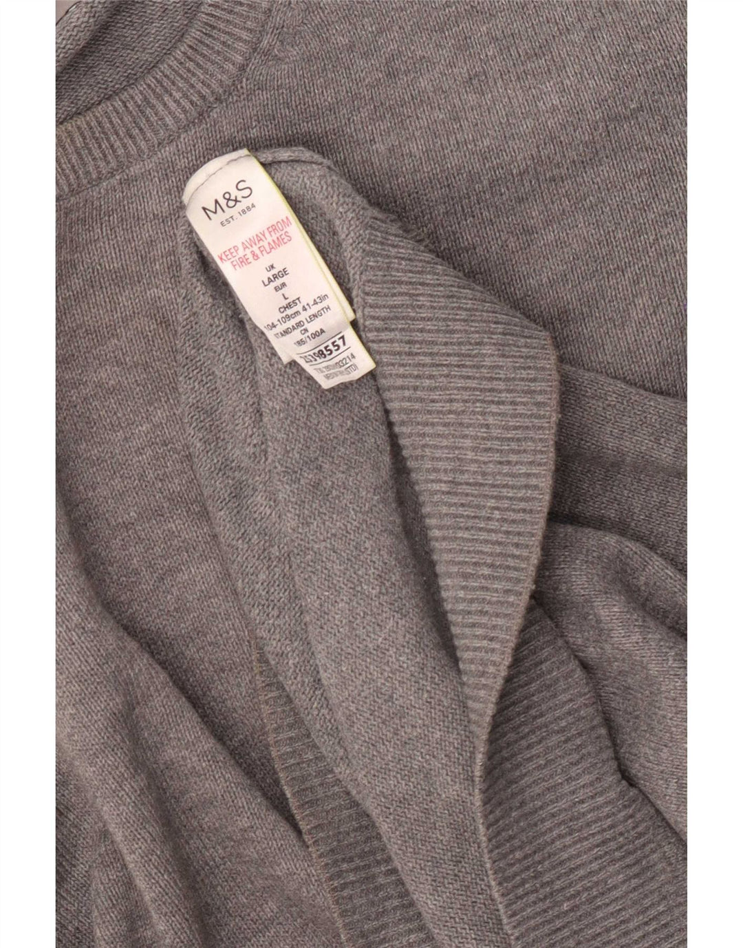 Marks & Spencer Mens Boat Neck Jumper Sweater Large Grey Cotton