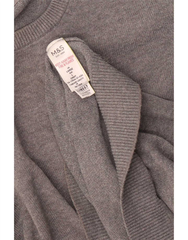 Marks & Spencer Mens Boat Neck Jumper Sweater Large Grey Cotton