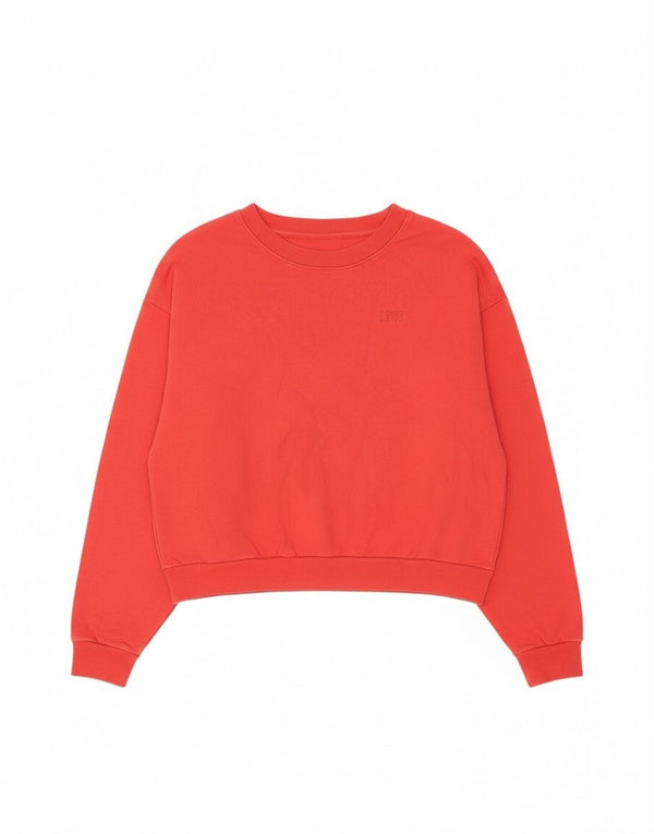 Levi's Womens Crop Oversized Sweatshirt Jumper UK 10 Small Red Cotton