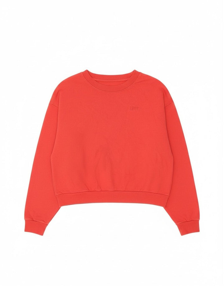 Levi's Womens Crop Oversized Sweatshirt Jumper UK 10 Small Red Cotton