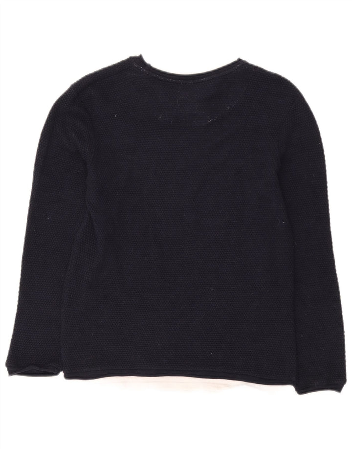 Zara Mens Crew Neck Jumper Sweater Medium Navy Blue