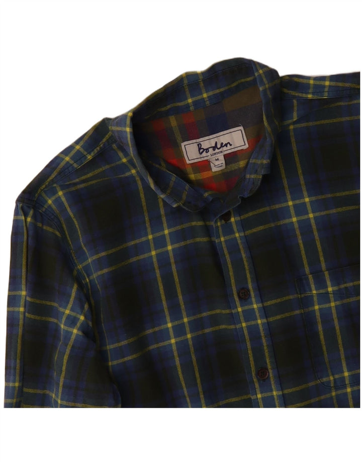 BODEN Mens Flannel Shirt Medium Green Check Cotton