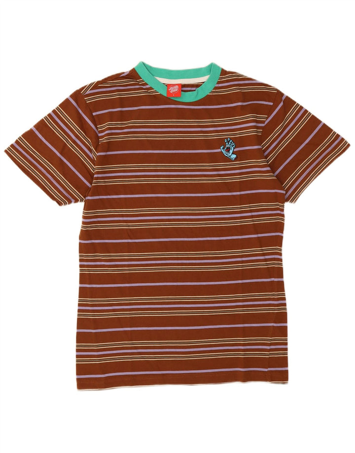 Santa Cruz Mens T-Shirt Top Small Brown Striped