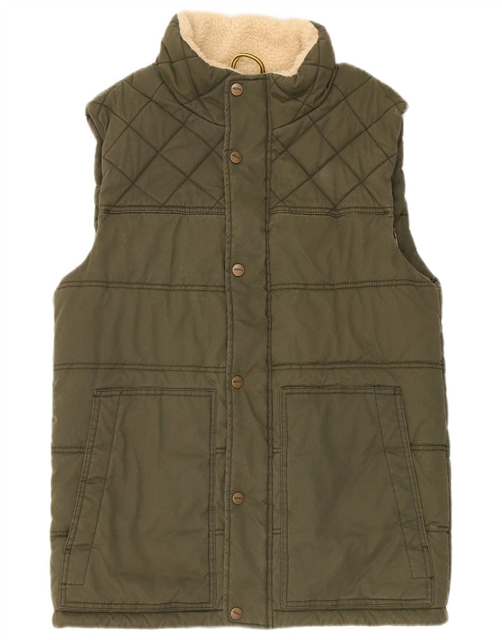 Weird Fish Mens Padded Gilet UK 38 Small Green Polyester
