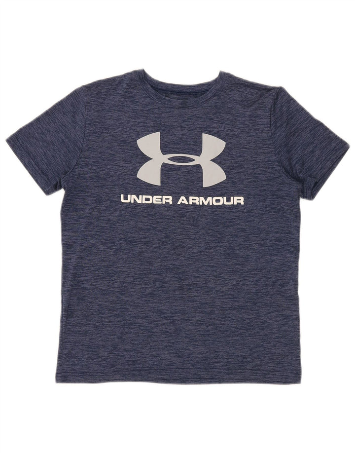 UNDER ARMOUR Boys Heat Gear Graphic T-Shirt Top 13-14 Years XL Navy Blue