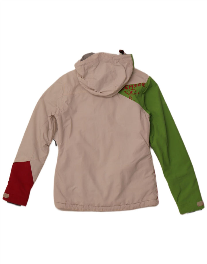 CHIEMSEE Womens Hooded Windbreaker Jacket UK 6 XS White Colourblock