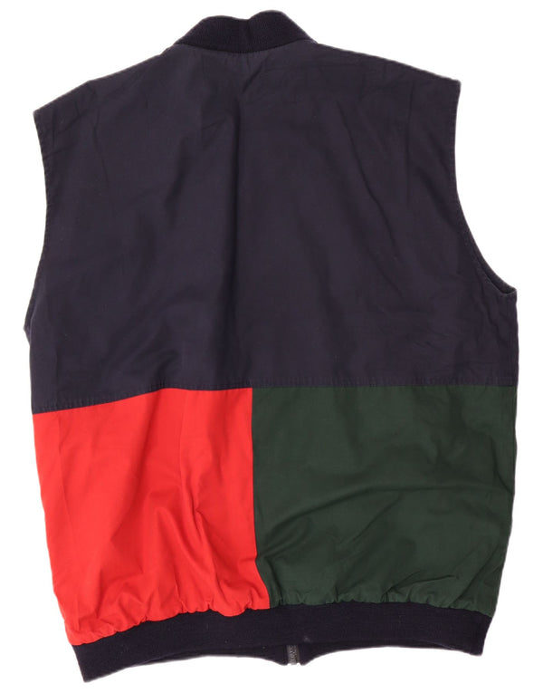 Vintage Mens Reversible Gilet UK 42 XL Navy Blue Colourblock