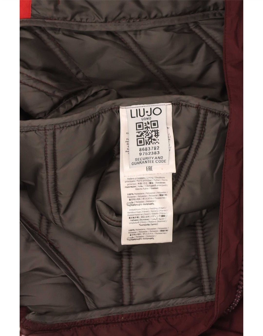 Liu Jo Mens Hooded Padded Jacket UK 38 Medium Burgundy Polyester