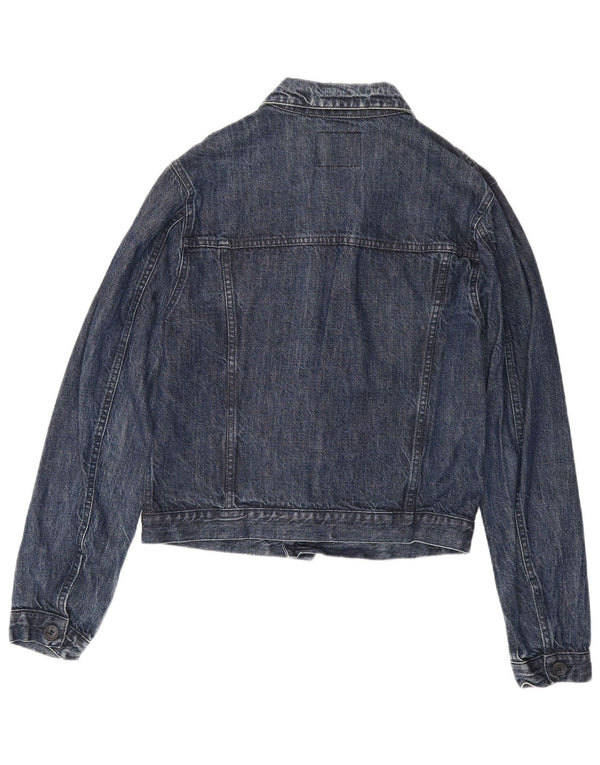Sisley Womens Denim Jacket UK 14 Medium Navy Blue Cotton