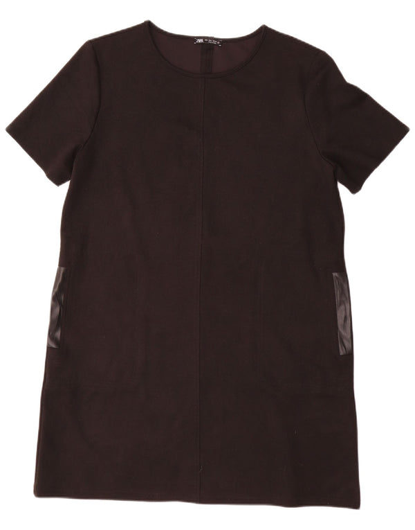 Zara Womens Shift Dress UK 16 Large Black Polyester