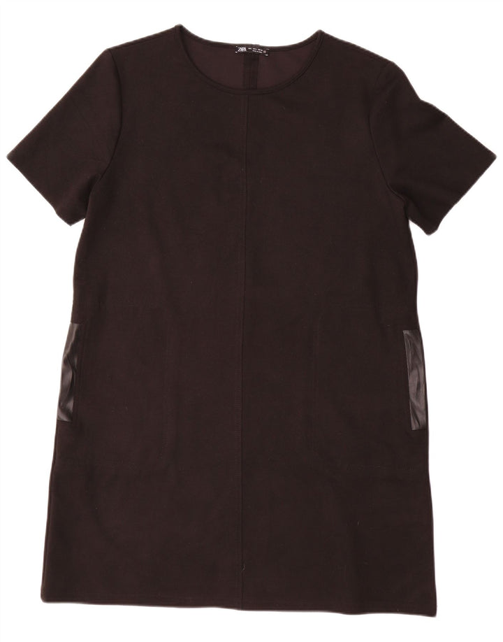 Zara Womens Shift Dress UK 16 Large Black Polyester