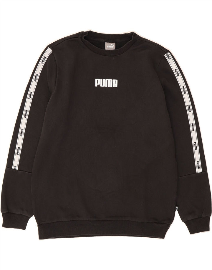 PUMA Mens Graphic Sweatshirt Jumper Medium Black Colourblock Cotton Vintage Puma and Second-Hand Puma from Messina Hembry 