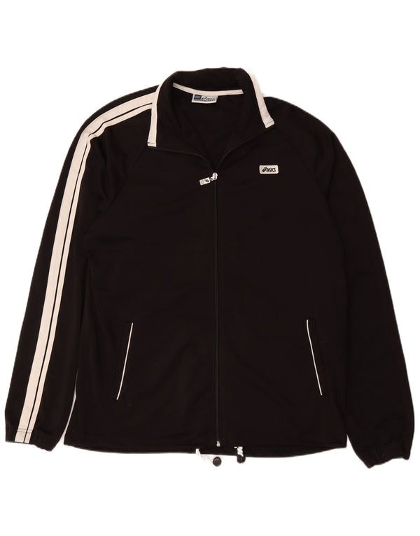 Asics Mens Tracksuit Top Jacket Large Black Colourblock