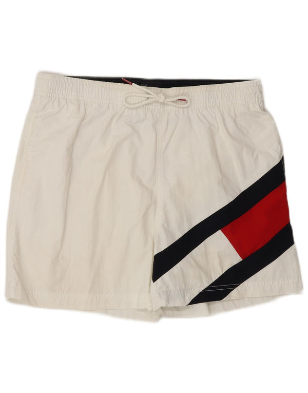 TOMMY HILFIGER Mens Graphic Swimming Shorts Medium  White Beach