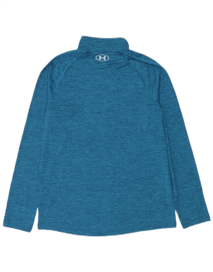 Under Armour Mens Zip Neck Pullover Tracksuit Top Medium Blue Flecked