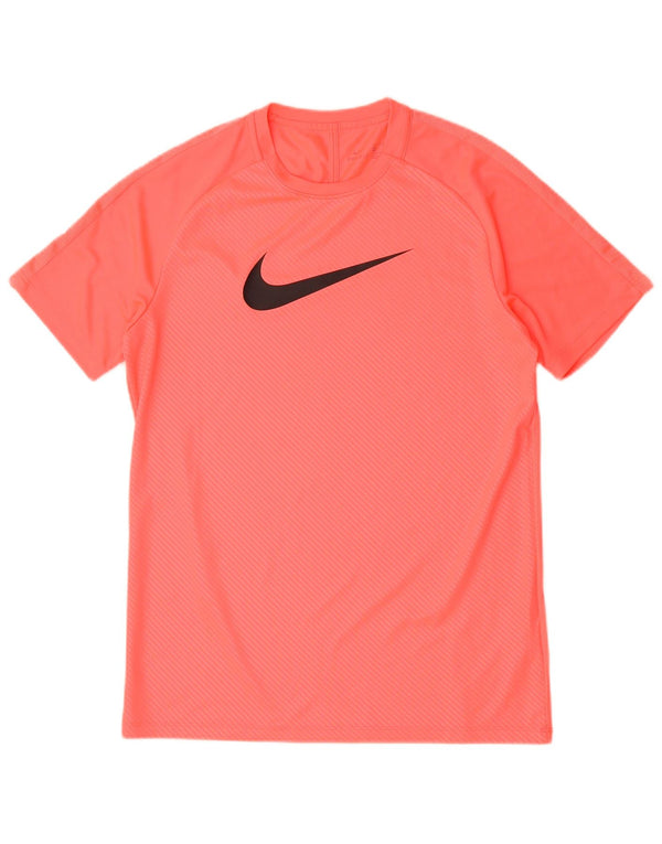 Nike Mens Dri Fit Graphic T-Shirt Top Medium Pink Pinstripe Polyester