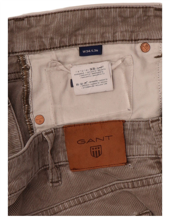 GANT Mens Slim Corduroy Trousers W34 L36 Grey Cotton