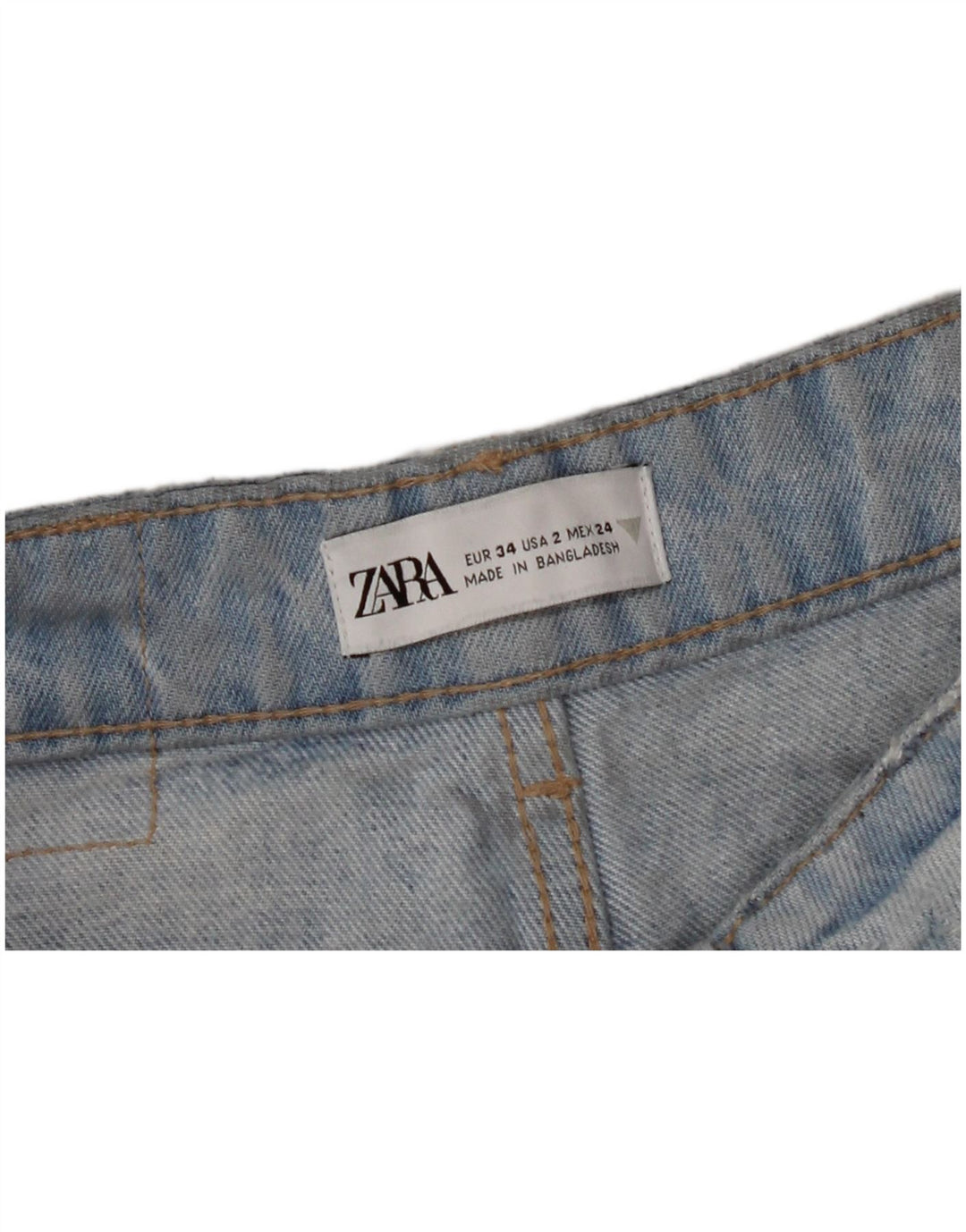 ZARA Womens Straight Jeans EU 34 2XS W24 L26 Blue Cotton