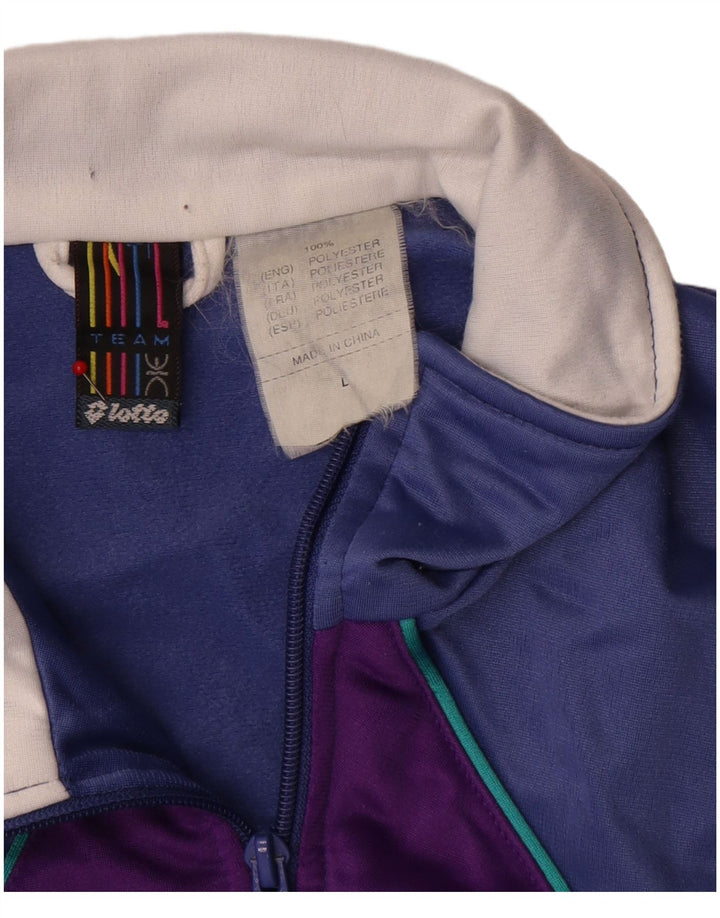 Lotto Mens Tracksuit Top Jacket Large Blue Colourblock Polyester