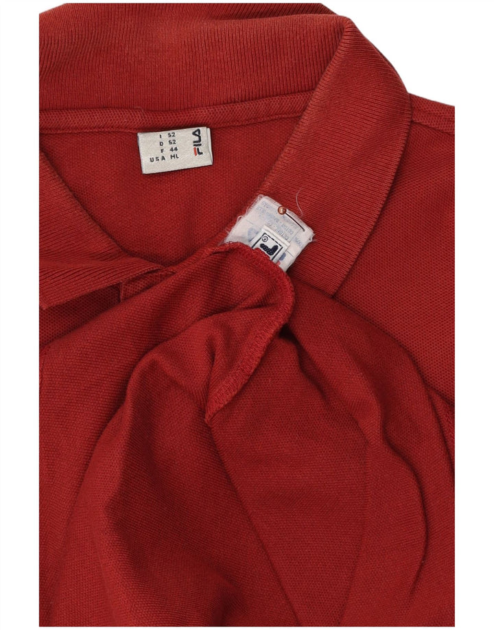 Fila Mens Polo Shirt IT 52 Large Burgundy Cotton