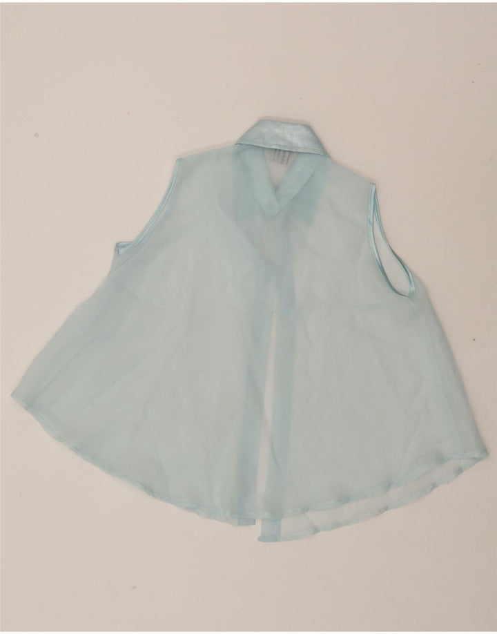 VINTAGE Womens Oversized Sleeveless See Through Top UK 3 Small Turquoise Vintage Vintage and Second-Hand Vintage from Messina Hembry 