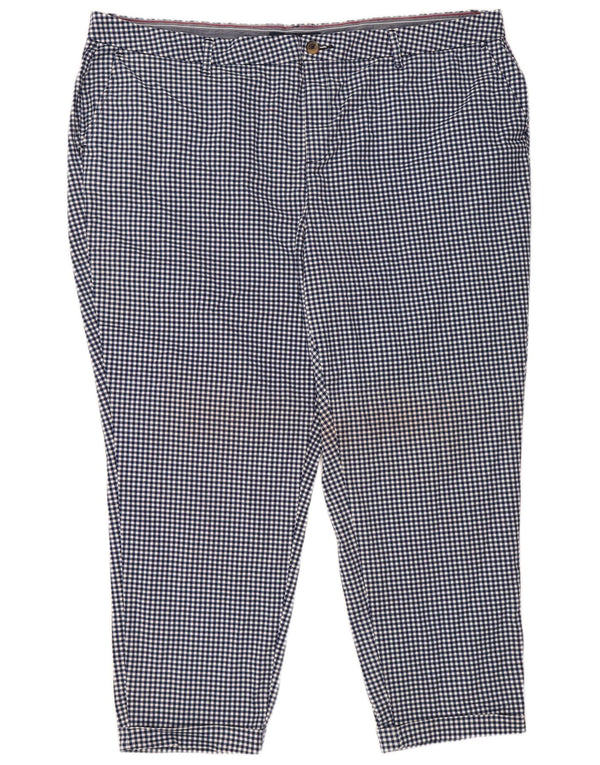 TOMMY HILFIGER Mens Cropped Trousers US 22 3XL W46 L27 Navy Blue Gingham