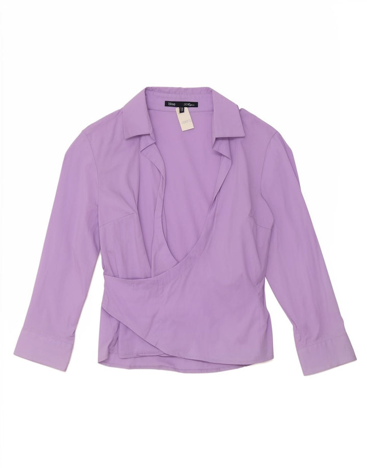 Les Copains Womens Pullover Shirt IT 42 Medium Purple Cotton