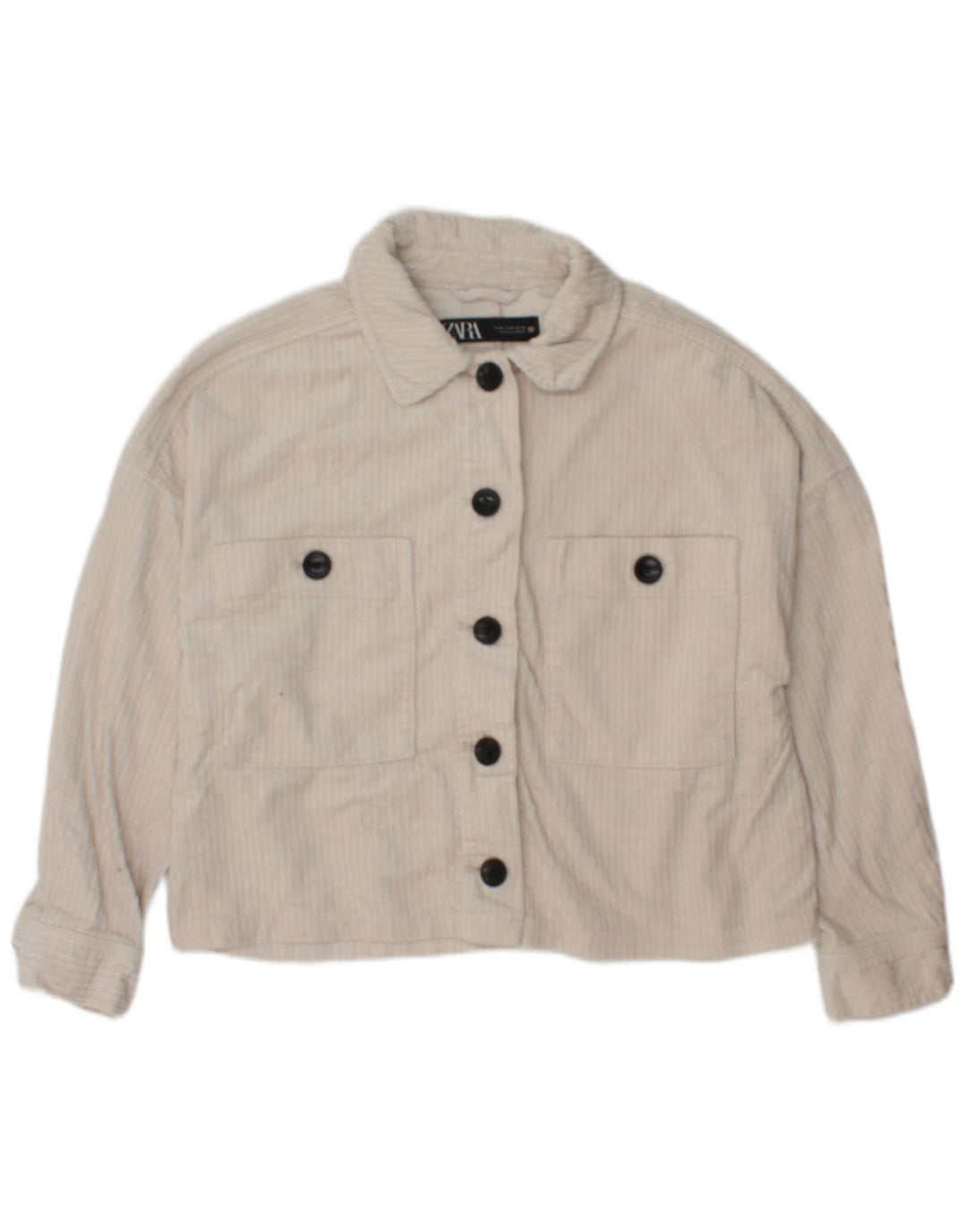 Zara Womens Corduroy Jacket UK 14 Medium White Cotton