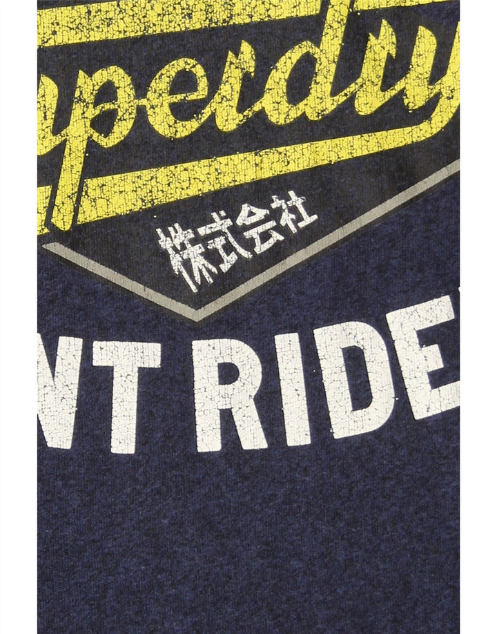 SUPERDRY Mens Graphic T-Shirt Top Medium Navy Blue Cotton