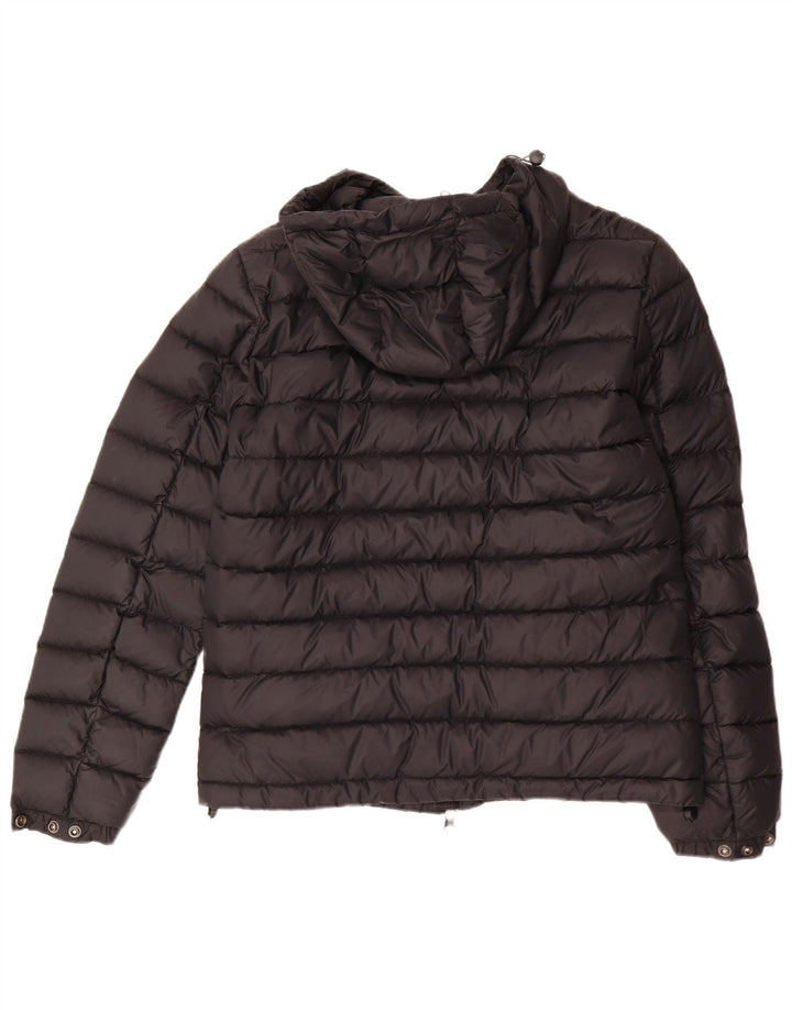 ARMANI JEANS Womens Hooded Padded Jacket UK 14 Medium Black Polyamide