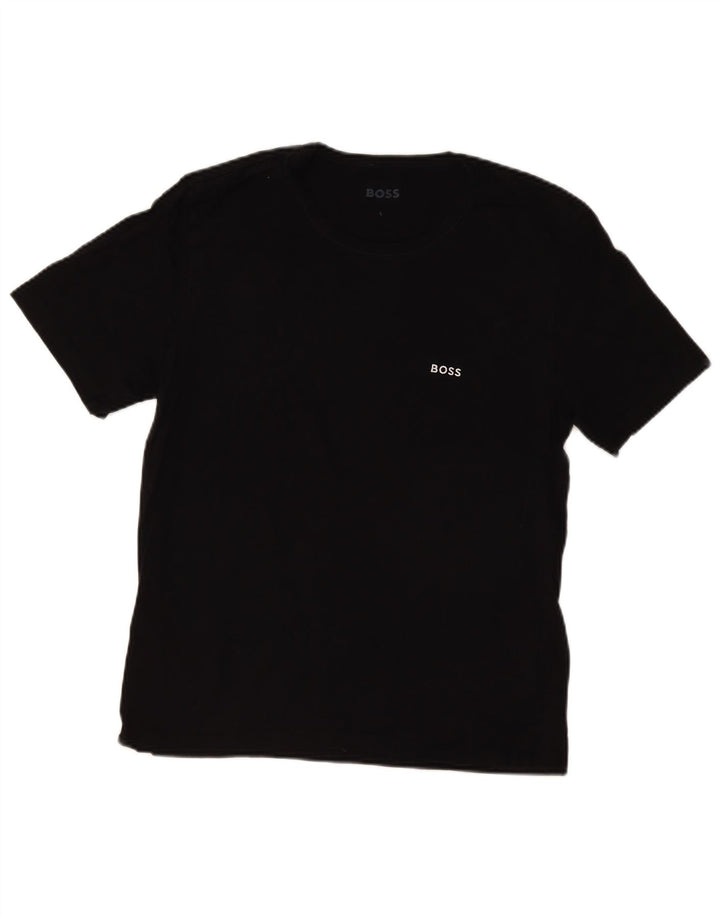 HUGO BOSS Womens T-Shirt Top UK 14 Large Black Cotton